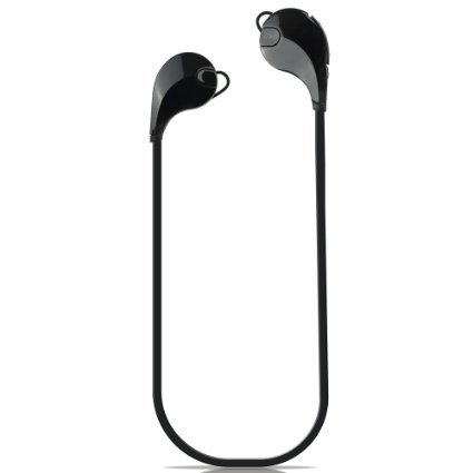 APEKX QY7 Jogger Wireless V41 Bluetooth Stereo Headphone  Earphone Mini-Sized Headset with Ear Hooks for Sport  Running  Gym 007 Black