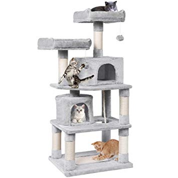 Yaheetech Cat Tree Condo Kitten Tower Play House with a Extra-Large Scratching Board, Cozy Perches 57in