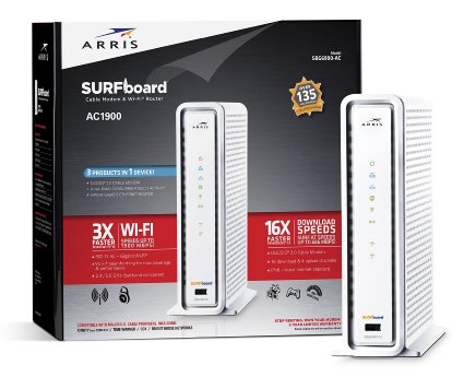 ARRIS SURFboard SBG6900AC DOCSIS 30 Cable Modem Wi-Fi AC1900 Router - Retail Packaging - White