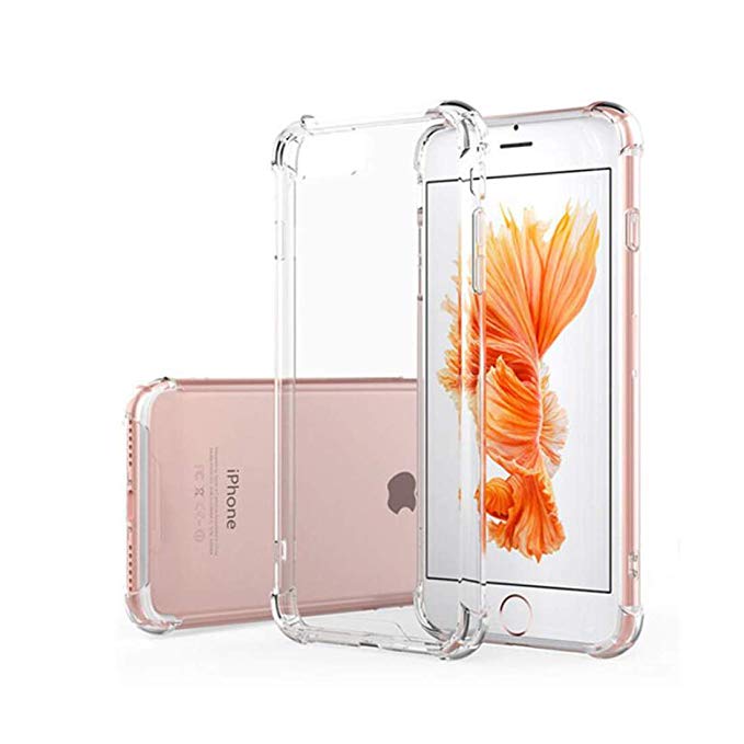 Crystal Clear TPU Back Cover Shockproof Anti-Scratch Corner Bumper Protective Case for Apple iPhone 7 Plus/8 Plus with 3 Separate Cutouts for Cameras