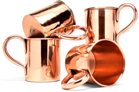 Coppertisan Moscow Mule Copper Mugs Set of 4 Classic - 16 Oz - Handmade of 100% Pure Copper - Best Moscow Mule Mugs with Moscow Mule Recipes