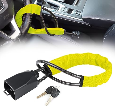 Steering Wheel Lock, Car Lock Anti Theft Seat Belt Lock Anti-Theft Security Car Accessories Universal Fit for Auto Vehicle Trucks Vans SUV and Carts,2 Keys Included