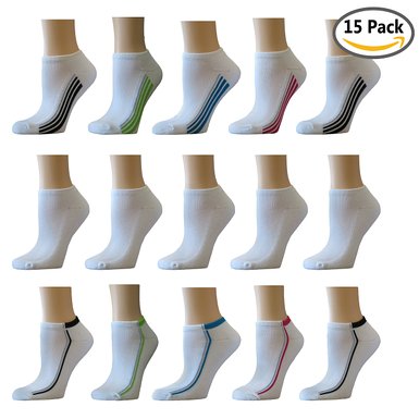 AirStep Women's No Show Athletic Socks with Cushion Terry Sole - 15 pairs