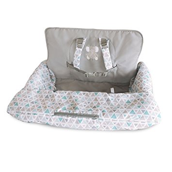 Carter's 2-in-1 Shopping Cart and High Chair Cover Triangles, Grey/Blue