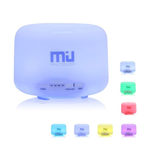 MIU COLOR® Aroma Diffuser Ultrasonic Humidifier LED Color Changing Lamp Light Ionizer(Water tank capacity: 500ml)