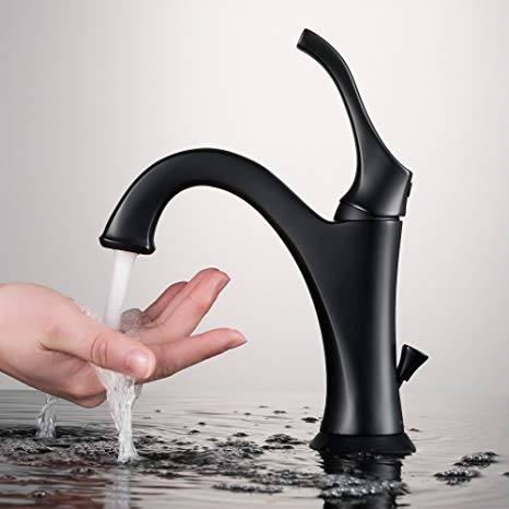 Kraus Arlo Single Handle Basin Bathroom Faucet in Matte Black