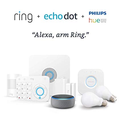 Ring Alarm 5 piece kit with Echo Dot and Philips Hue 2-Bulb Kit - Alexa Guard bundle