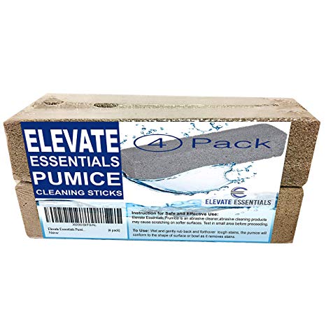 Elevate Essentials Pumice Stone Toilet Bowl Cleaner - 4 Pack of Heavy Duty Pumice Stones Cut into Sticks- Pool Pumice Stone Tile Cleaner - Works to Removes Rust from Bath Tub - Natural Product