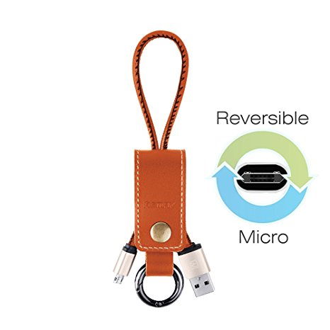 Micro USB Cable / Samsung Galaxy cable,Keychain Ring Micro USB to USB Cable/ Charger Cable, Nkomax Quick Charge and High Speed Data Sync for Android, Samsung, HTC, Nokia and More(Brown)