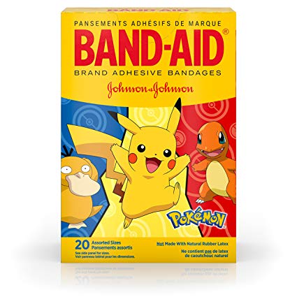 Band-Aid Brand Kids Adhesive Bandages for Minor Cuts & Scrapes, Pokémon, Assorted Sizes, 20 ct