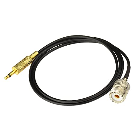 Eightwood UHF Female SO239 to 3.5mm Mono 1/8" TS Stereo Plug Adapter Antenna Extension Cable 3 feet