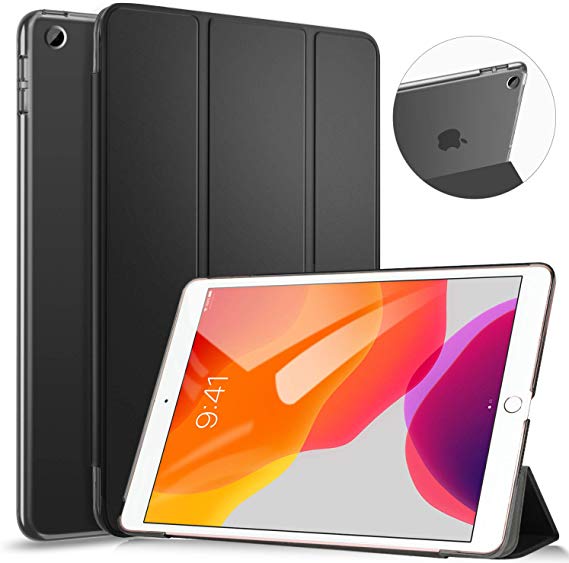 Ztotop Case for iPad 10.2 Inch 2019 - Slim Lightweight Trifold Stand Smart Shell with Auto Wake/Sleep   Rugged Translucent Back Cover for iPad 7th Generation 10.2 2019, Black