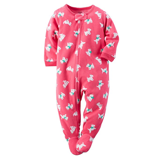 Carters Baby Girls Fleece Pajamas (Pink Dog Print)