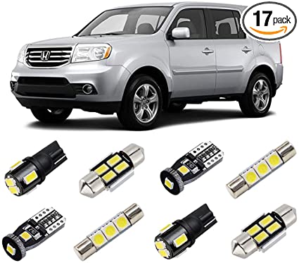 BRISHINE White Interior LED Lights Kit for Honda Pilot 2009 2010 2011 2012 2013 2014 2015 Super Bright 6000K LED Interior Light Bulbs Package   License Plate Lights and Install Tool