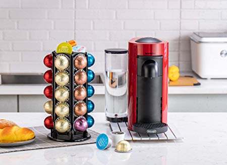 Coffee Pod Carousel Holder With Central Additional Storage For 30 Nespresso Vertuoline Pods (30 Pods)