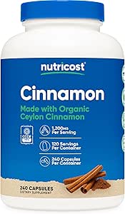 Nutricost Cinnamon Capsules (240 Capsules) 1200mg per Serving - Gluten-Free