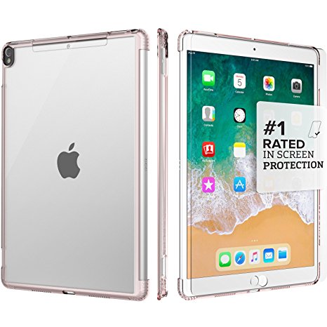 iPad 10.5 Case SaharaCase Protective Kit   [ZeroDamage Tempered Glass Screen Protector] Keyboard Compatible Slim Cover Shock-Absorbing Bumper & Triple Scratch-Resistant Hard Back - Clear Rose Gold