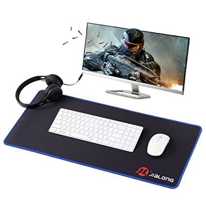 JIALONG Gaming Mouse Pad Tapis de souris XL Desk Mouse Mat 700x300mm for Gaming Laptop Keyboards and Mouse （Blue Edge）