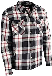 Milwaukee Leather Men's Plaid Flannel Biker Shirt with CE Armor - Reinforced w/Aramid Fibers MPM - Small