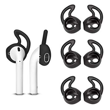 TEEMADE Ear Hooks Covers for Apple Airpods and Earpods 6 Pieces(Black)