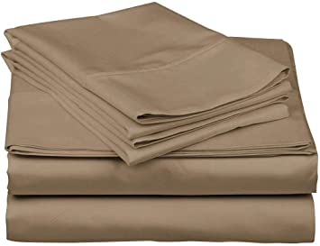 4 PC Bedding Sheet Set 6-10" Deep Pocket 400 TC 100% Cotton for RV- Trucks, Campers, Airstream, Bus, Boat and motorhomes Easy to fit in RV-Mattress Taupe Solid (60 x 75) RV Short Queen