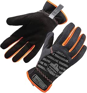 Ergodyne unisex adult QuickCuff Mechanics Gloves, Black, XX-Large US