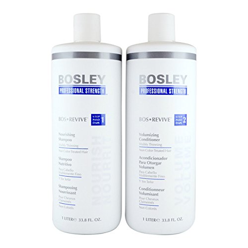 Bosley Bos Revive Nourishing Shampoo&Conditioner for Visibly Thinning Non Color-Treated Hair, 33.8 Ounce