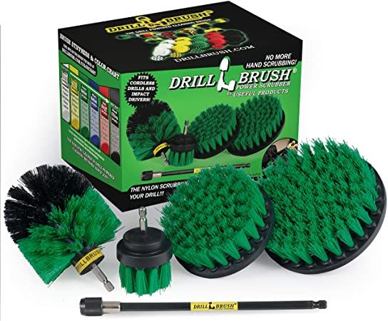 Cleaning Supplies - Drill Brush Power Scrubber Set with Extension - Dish Brush - Spin Brush Kit for Tile, Counter-Tops, Stove, Oven, Sink, Trash Can, Floors - Grout Cleaner - Cast Iron, Pots and Pans