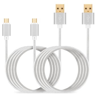 Android USB Charger Cable, 6ft 2-Pack Gold-Plated Aluminum Shell Braided High Speed Micro Usb Charging Cord for Samsung Galaxy S7 S6 Edge Note 4 5 LG G3 G4 HTC Nokia Lumia Huawei P8/Honor/Ascend More