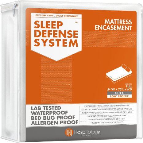 Sleep Defense System - Waterproof / Bed Bug Proof Mattress Encasement - 54-Inch by 75-Inch, Full - ULTRA-LOW PROFILE 6"
