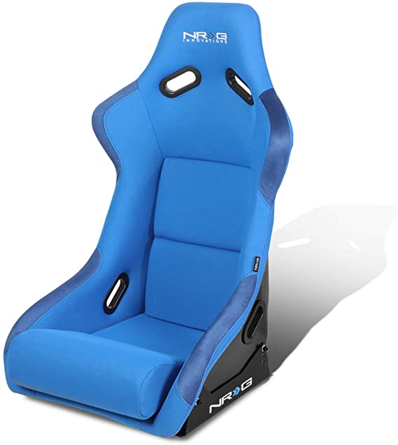 NRG FRP-300BL 1-Side Fiber Glass Bucket Style Racing Seat w/Foam Lumbar Cushions Blue