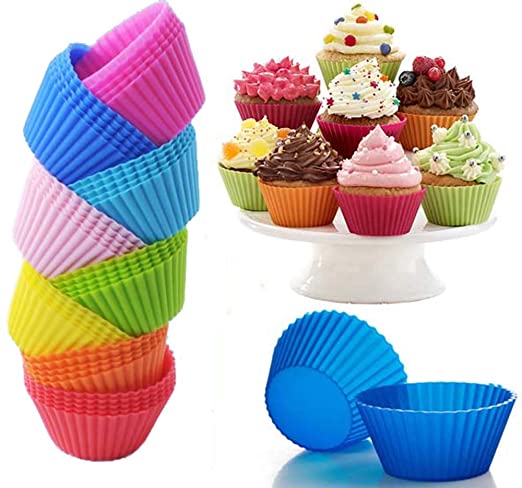 Bekith 80-Pack Reusable Silicone Baking Cups, 8 Colors, for Cupcake Liners Molds, Muffin Liners Molds Sets, Silicone Molds