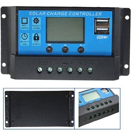 Mohoo 20A Charge Controller Solar Charge Regulator Intelligent USB Port Display 12V-24V