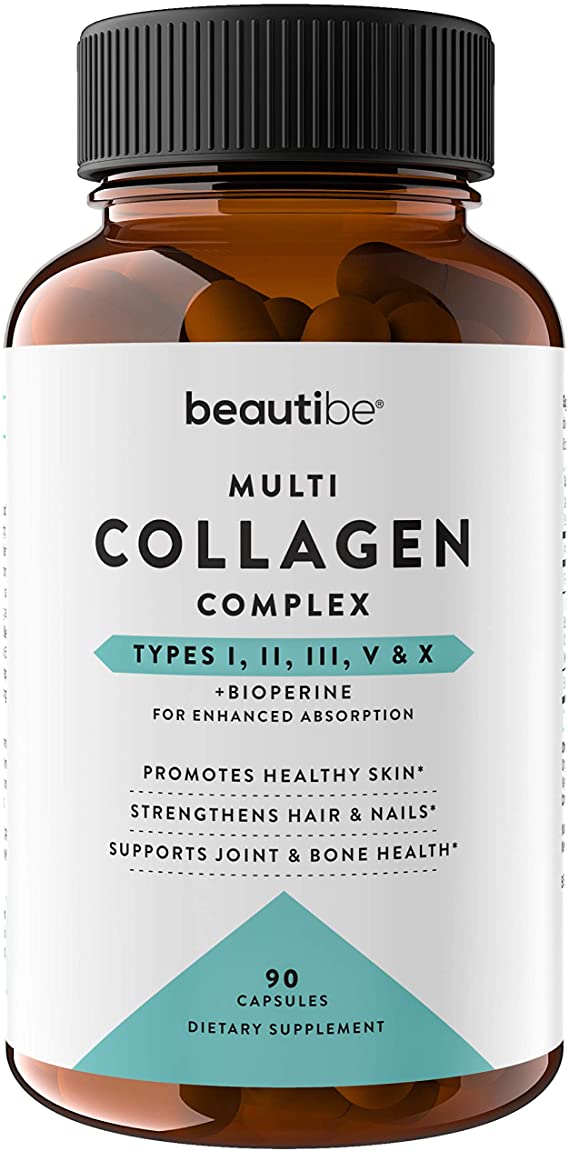 Multi Collagen Pills (Types I, II, III, V & X) - Collagen Capsules   Absorption Enhancer - Multi Collagen Peptides Complex for Hair, Skin, Joints & Bones - Anti-Aging Supplement for Women & Men
