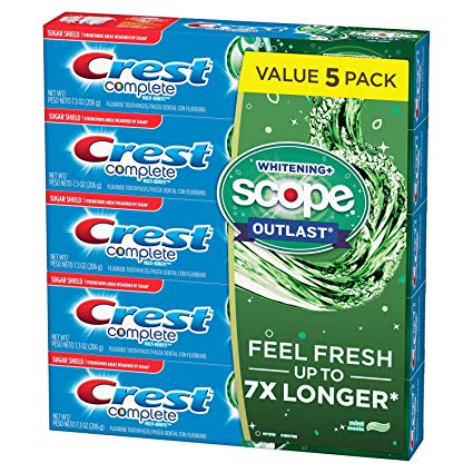 Crest Complete Whitening   Scope Mint Outlast Toothpaste, 5 pk./7.3 oz