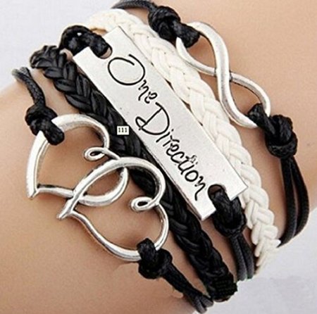 Ebuyingcity Fashion Infinite Bracelet Leather Knit Rope Love One Direction Heartpunk Charms