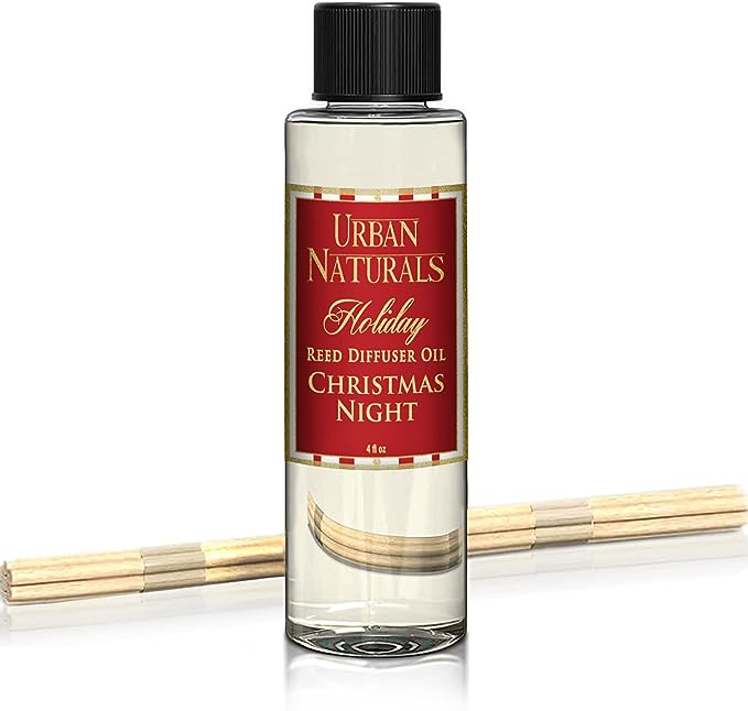 Urban Naturals Christmas Night Scented Oil Reed Diffuser Refill | Includes a Free Set of Reed Sticks! 4 oz.