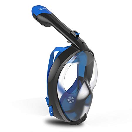 SEABEAST AF90 Full Face Snorkel Mask, Real Anti-Fog Snorkeling Mask Large View with Foldable Tube and Removable Camera Mount