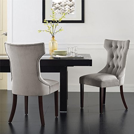 Dorel Living Clairborne Tufted Upholestered Dining Chair, Taupe, Set of 2