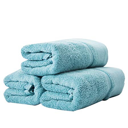 sense gnosis Hand Towels Ultra Absorbent Quick Dry 100 Percent Terry Cotton Luxury Towel Set for Everyday Use, Home, Gym, Pool, Camping (3 Pack Turquoise,13" X 29" )
