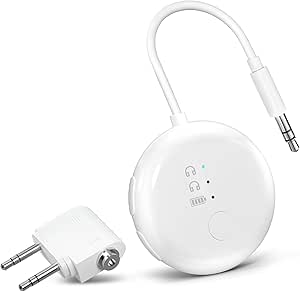 Avantree SoundJet R1 [Nouveauté 2024] - Adaptateur Bluetooth d'avion pour Écouteurs et AirPods à Faible Latence, Transmetteur Audio sans Fil pour Vols, Voyages, Salle de Sport, TV, Tablettes