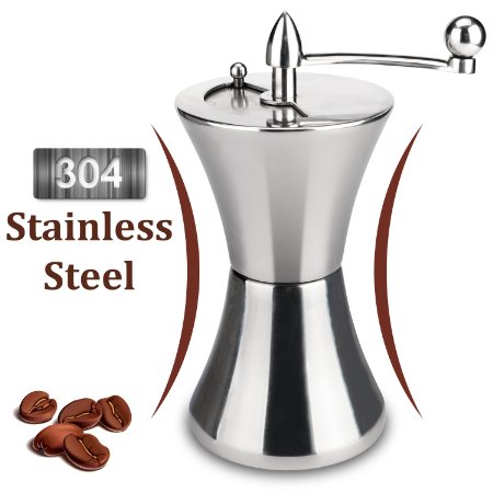 Manual Coffee Grinder Stainless Steel Hand Coffee Bean Grinder Personal Bur Grinder Coffee Burr Mill Espresso Grind Portable Hand Crank Coffee Grinder