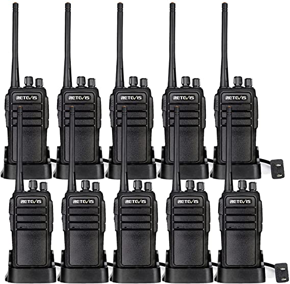 Case of 10,Retevis RT21 Two-Way Radios Rechargeable Long Range Walkie Talkies Hand Free 16CH Business 2 Way Radios, Wall Charger Base, 1100mAh Battery