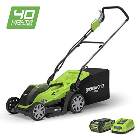 Greenworks 40V Cordless Lawn Mower 35cm (14") with 2Ah battery and charger - 2501907UA