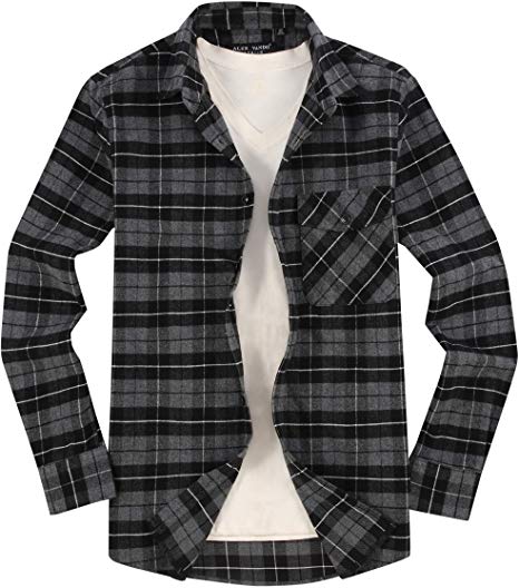 Alex Vando Mens Casual Button Down Shirts Slim Fit Long Sleeve Flannel Shirt