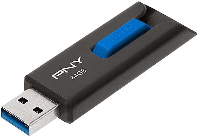 PNY Elite Prime USB 3.0 Flash Drive, 64GB, Gray/Blue (P-FD64GEL-GE)