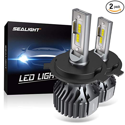 SEALIGHT H4 9003 HB2 LED Headlight Bulbs Fanless 6000K White High Low Beam CSP Chips Halogen Headlight Replacement 30W 5000Lumens