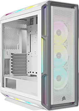 CORSAIR iCUE 5000T RGB Mid-Tower ATX PC Case-208 Individually Addressable RGB LEDs-Fits Multiple 360mm Radiators-Easy Cable Management-3 Included CORSAIR LL120 RGB Fans- White