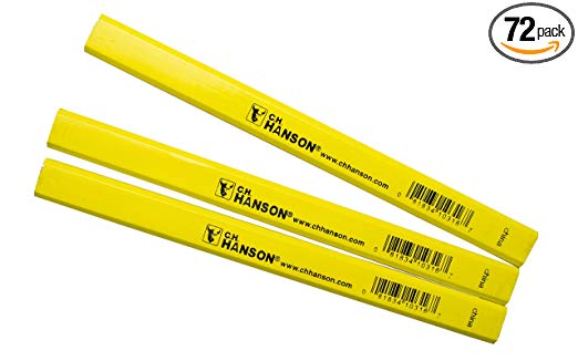 CH Hanson 10316 Yellow Painted Medium Lead Carpenter’s Pencil 72 pack