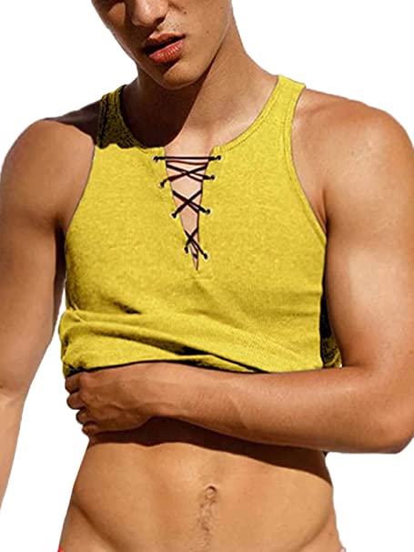 INCERUN Men's Casual Loose Sleeveless Scoop Neck Tank Top Transparent Beach Yoga Basics Stretch Tank Tops Summer A Shirts